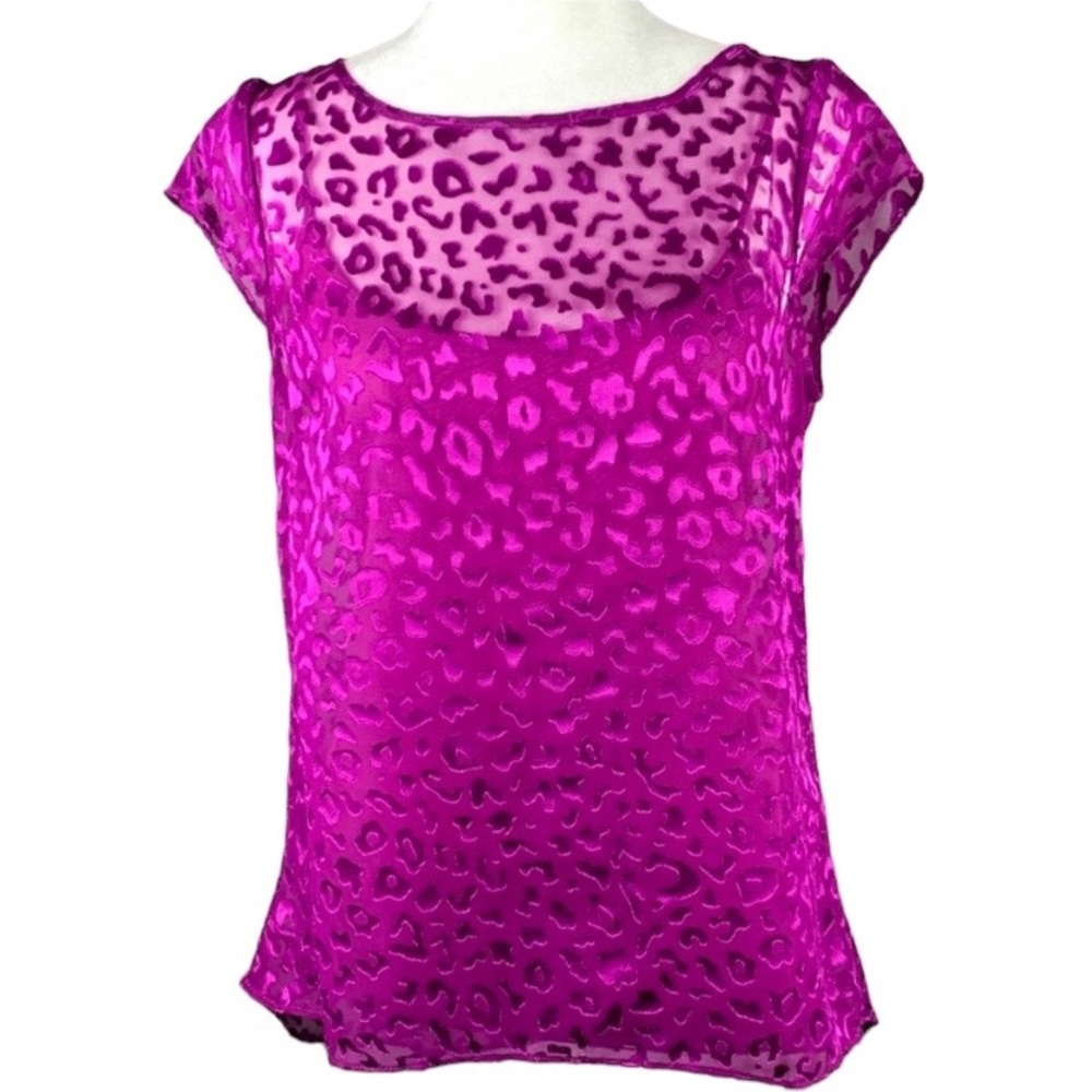 White House Black Market Magenta/Pink Leopard Print Top W/ Matching Cami Size XS